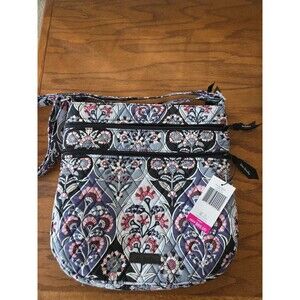 VERA BRADLEY TRIPLE ZIP HIPSTER CROSSBODY ORNATE BLOOMS BAG PURSE NWTS